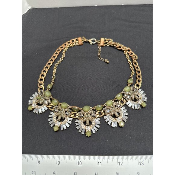 Lane Bryant Gold-Tone Statement Necklace With Green & Clear Gemstones - Picture 8 of 8